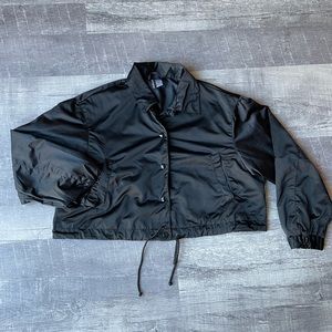 Black Satin Oversized Cropped Jacket